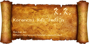 Korencsi Kálmán névjegykártya